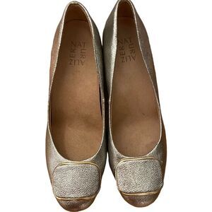 Naturalizer Metallic Silver Foil block Heel Pumps‎ Size 7.5 worn once!